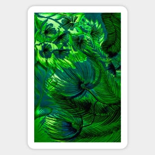 GREEN TRIFFIDS PALM TROPICAL FERNS AND FLOWERS POSTER PRINT VIVID Sticker